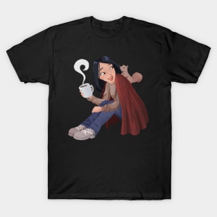 Woman Having Coffee with a Squirrel T-Shirt